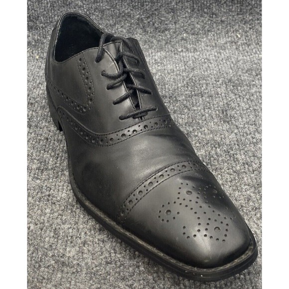 Johnson & Murphy Shoes Men’s Size 9.5 Black Cap Toe Oxford Half Brogue Saddle - Picture 3 of 13